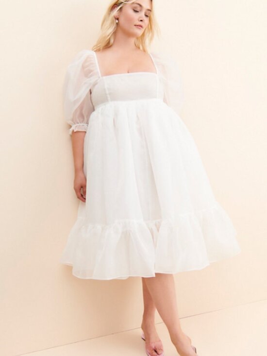 Selkie Dresses & Skirts - Selkie Ivory French Puff Dress Organza Midi